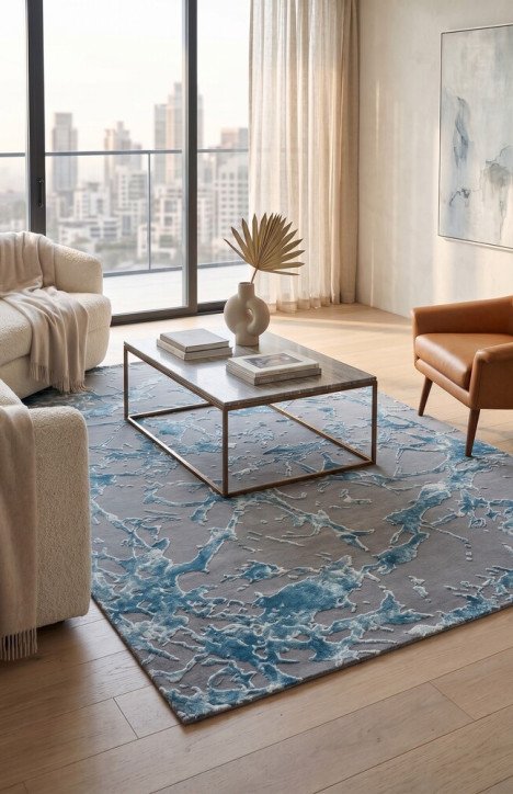Μοντέρνο Ανάγλυφο Χαλί Elephant Carpet Sanremo Gazel Μπλε/Γκρι 200x290 εκ.