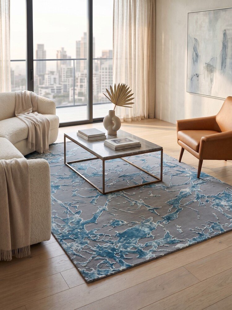 Μοντέρνο Ανάγλυφο Χαλί Elephant Carpet Sanremo Gazel Μπλε/Γκρι 200x290 εκ.