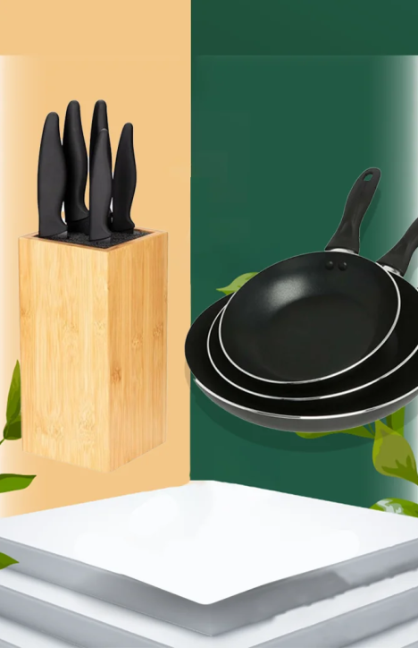 Σετ Μαγειρικά Σκεύη 9 τεμαχίων Τηγάνια & Μαχαίρια