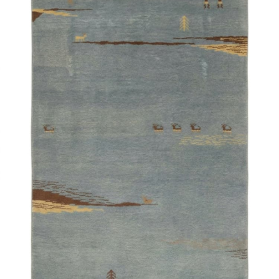 Χειροποίητο Μάλλινο Χαλί με Σχέδιο Φύσης Γκρι 120x170 εκ. 