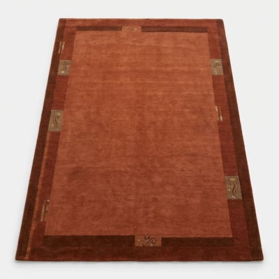 Χειροποίητο Μάλλινο Χαλί σε Κεραμιδί (Terracotta) Απόχρωση με Γεωμετρικά Μοτίβα 120x170εκ.