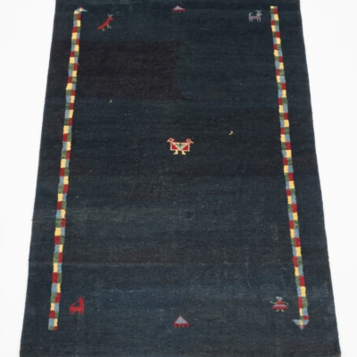 Χειροποίητο Μάλλινο Χαλί Gabbeh Tribal Μπλε 120×170 εκ.