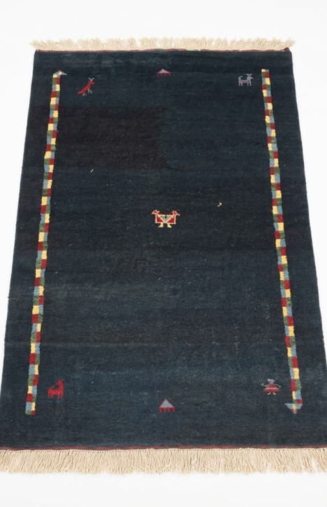 Χειροποίητο Μάλλινο Χαλί Gabbeh Tribal Μπλε 120×170 εκ.