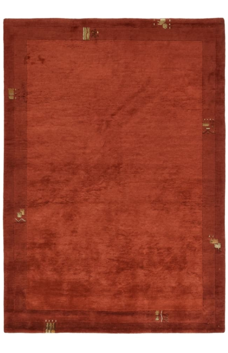 Μάλλινο Χαλί με Minimal Κεντητές Λεπτομέρειες Κόκκινο 120x170εκ.