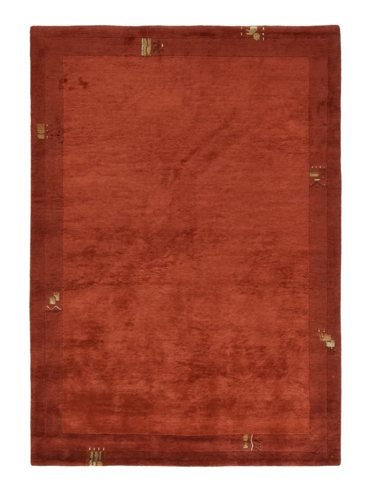 Μάλλινο Χαλί με Minimal Κεντητές Λεπτομέρειες Κόκκινο 120x170εκ.