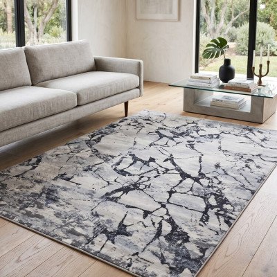 Μοντέρνο Χαλί Bossan Carpet  Γκρι/Μαύρο/Λευκό 200x290 εκ.