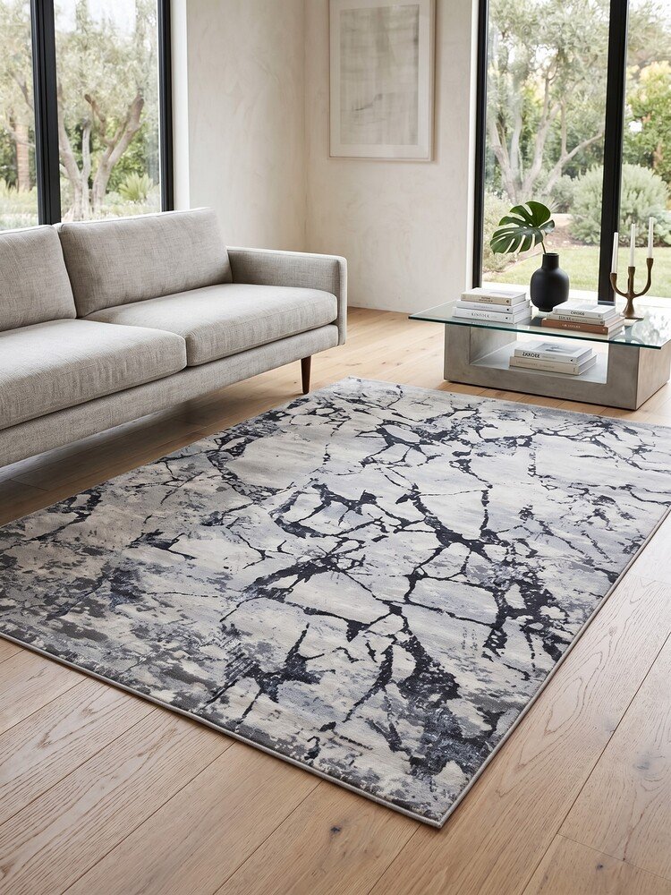 Μοντέρνο Χαλί Bossan Carpet  Γκρι/Μαύρο/Λευκό 200x290 εκ.