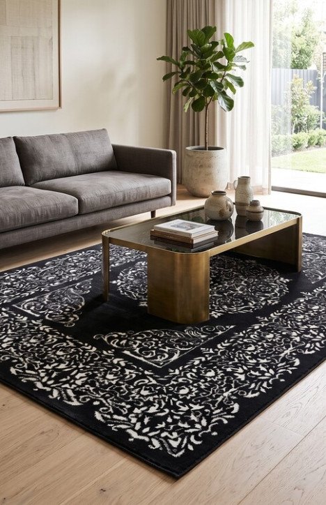 Κλασσικό Χαλί James Wood Stella Μαύρο/Λευκό 160x230 εκ.