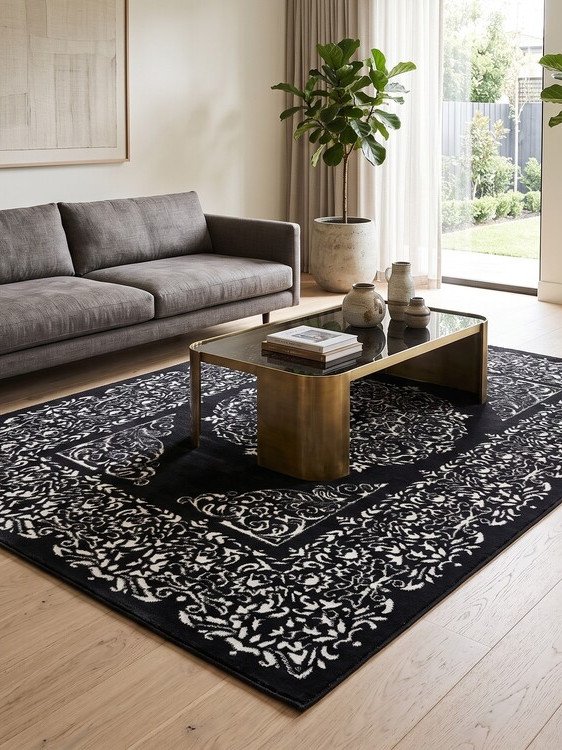 Κλασσικό Χαλί James Wood Stella Μαύρο/Λευκό 160x230 εκ.