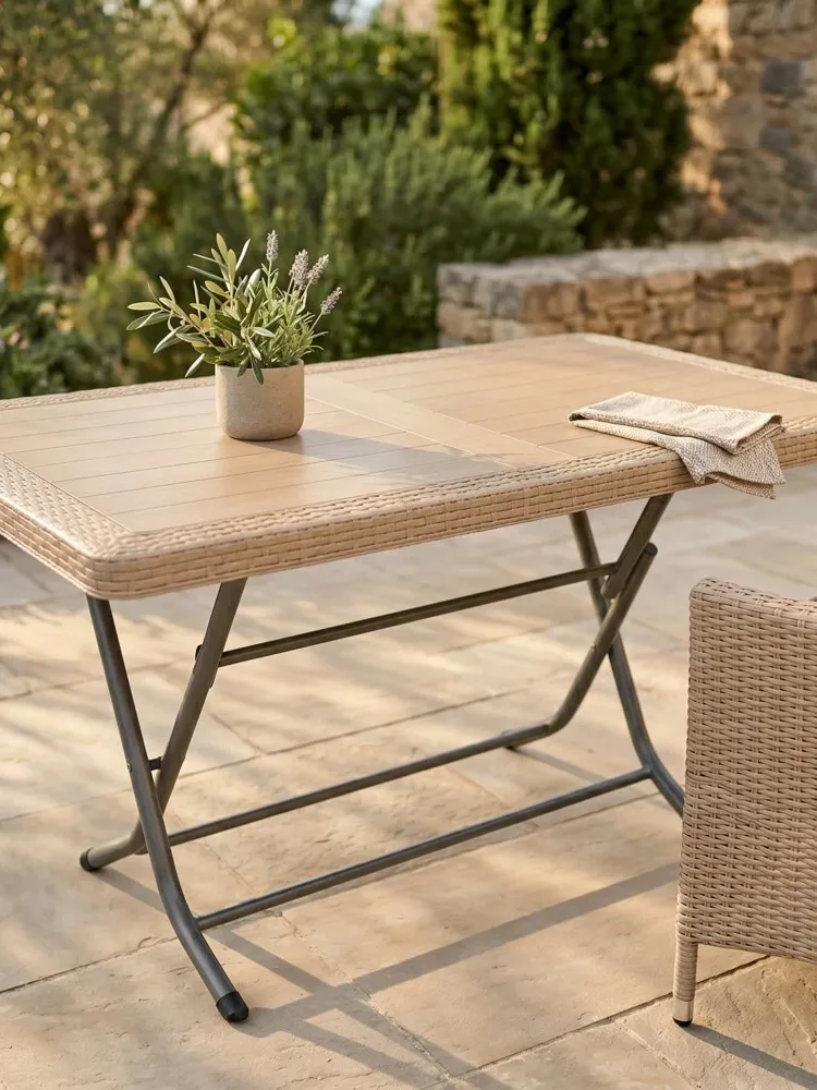 Πτυσσόμενο Τραπέζι Terra Rattan Καπουτσίνο 70x120cm