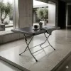 Πτυσσόμενο Τραπέζι Terra Rattan Γκρι Ανθρακί 70x120cm