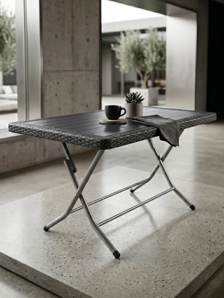 Πτυσσόμενο Τραπέζι Terra Rattan Γκρι Ανθρακί 70x120cm