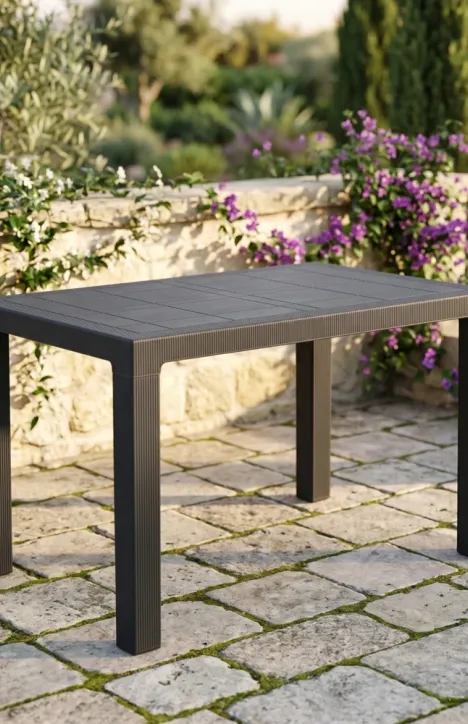 Τραπέζι Κήπου – Βεράντας Elit Rattan 70x120cm Γκρι Ανθρακί