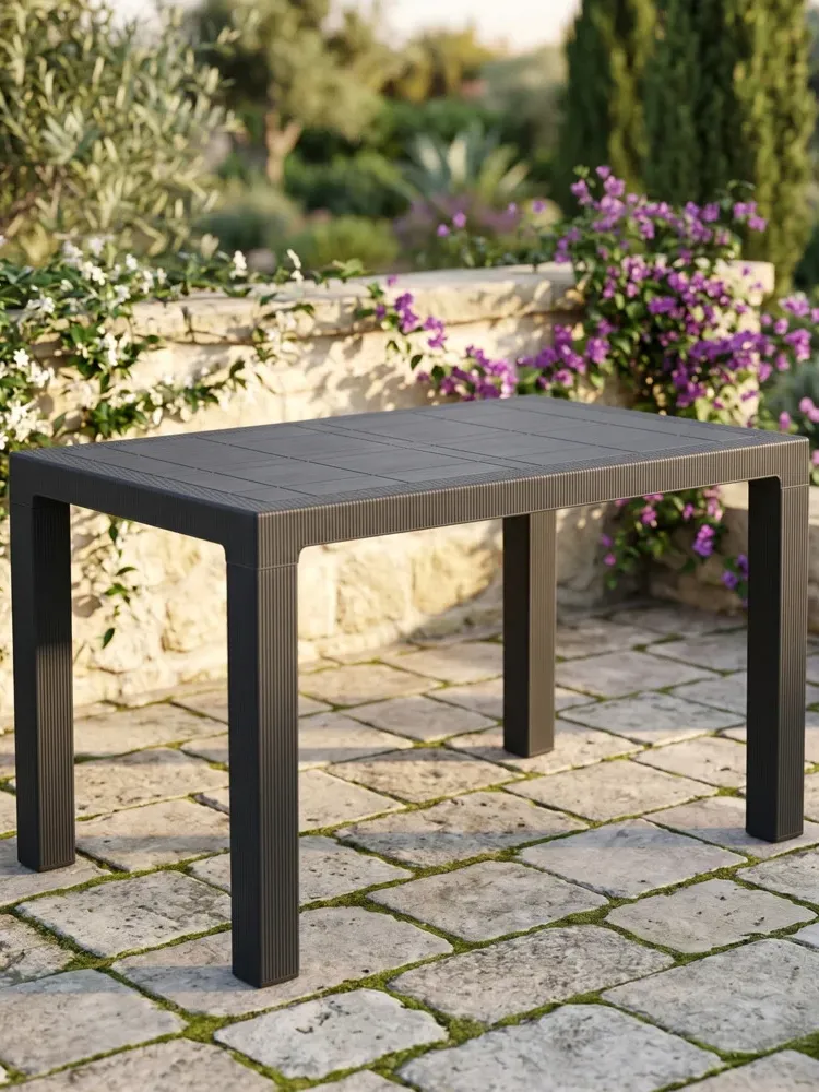 Τραπέζι Κήπου – Βεράντας Elit Rattan 70x120cm Γκρι Ανθρακί