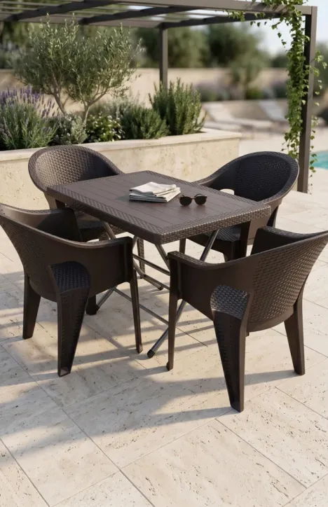 Σετ Τραπεζαρίας 5 Τεμαχίων Terra Hobi Rattan Καφέ
