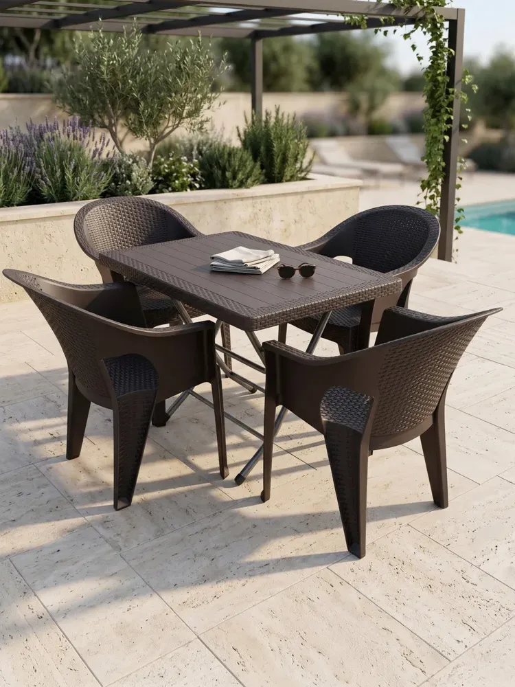 Σετ Τραπεζαρίας 5 Τεμαχίων Terra Hobi Rattan Καφέ