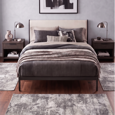 Σετ Κρεβατοτάπετα Alya Carpet Γκρι / Λευκό Αφηρημένο Σχέδιο Μεγάλο