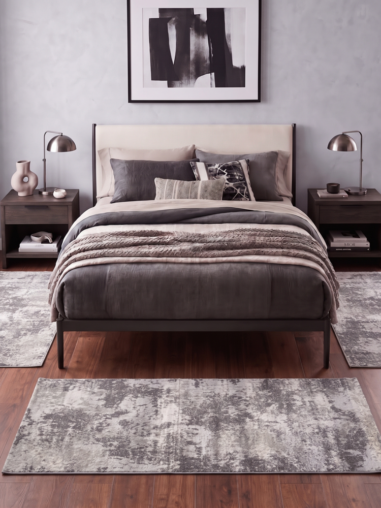Σετ Κρεβατοτάπετα Alya Carpet Γκρι / Λευκό Αφηρημένο Σχέδιο Μεγάλο