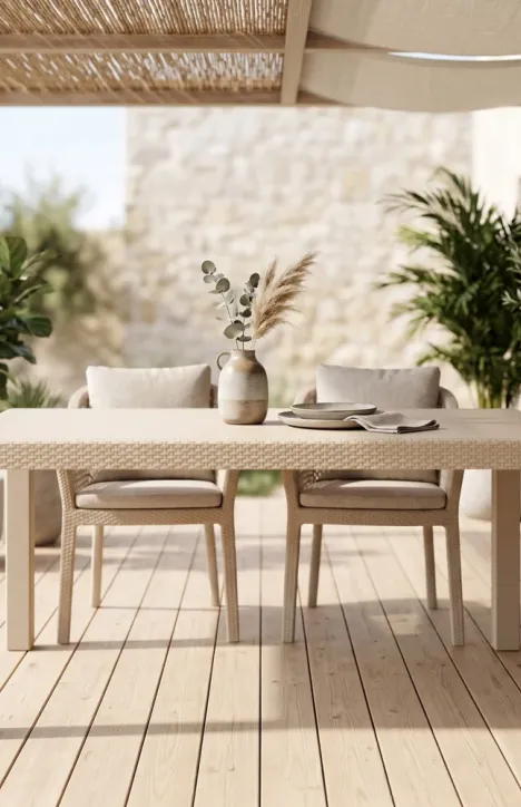 Πολυπροπυλένιο Τραπέζι Κήπου – Βεράντας Terra Rattan Cappuccino 90x150cm