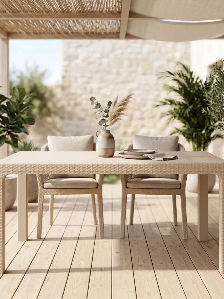 Πολυπροπυλένιο Τραπέζι Κήπου – Βεράντας Terra Rattan Cappuccino 90x150cm