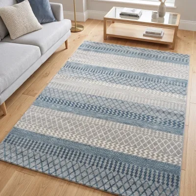 Μοντέρνο Χαλί Elephant Carpet Sanremo Μπλε / Σκούρο Γκρι