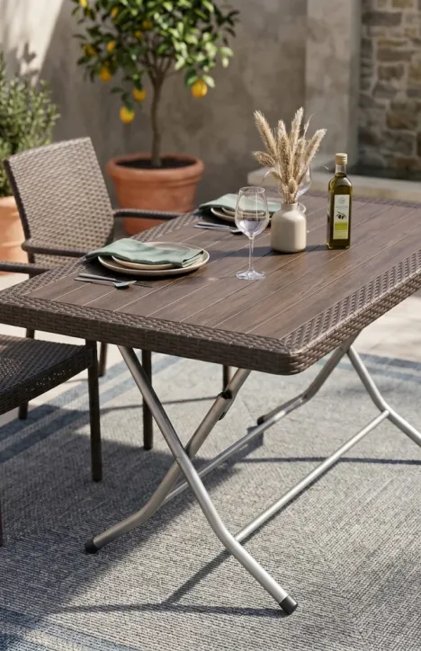 Πτυσσόμενο Τραπέζι Terra Rattan Καφέ 70x120cm