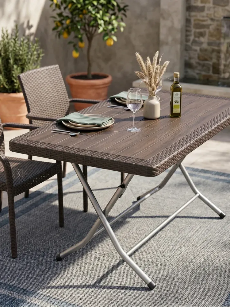Πτυσσόμενο Τραπέζι Terra Rattan Καφέ 70x120cm