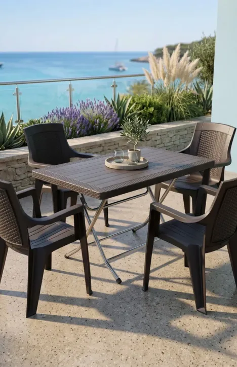 Σετ Τραπεζαρίας 5 Τεμαχίων Terra King Rattan Καφέ