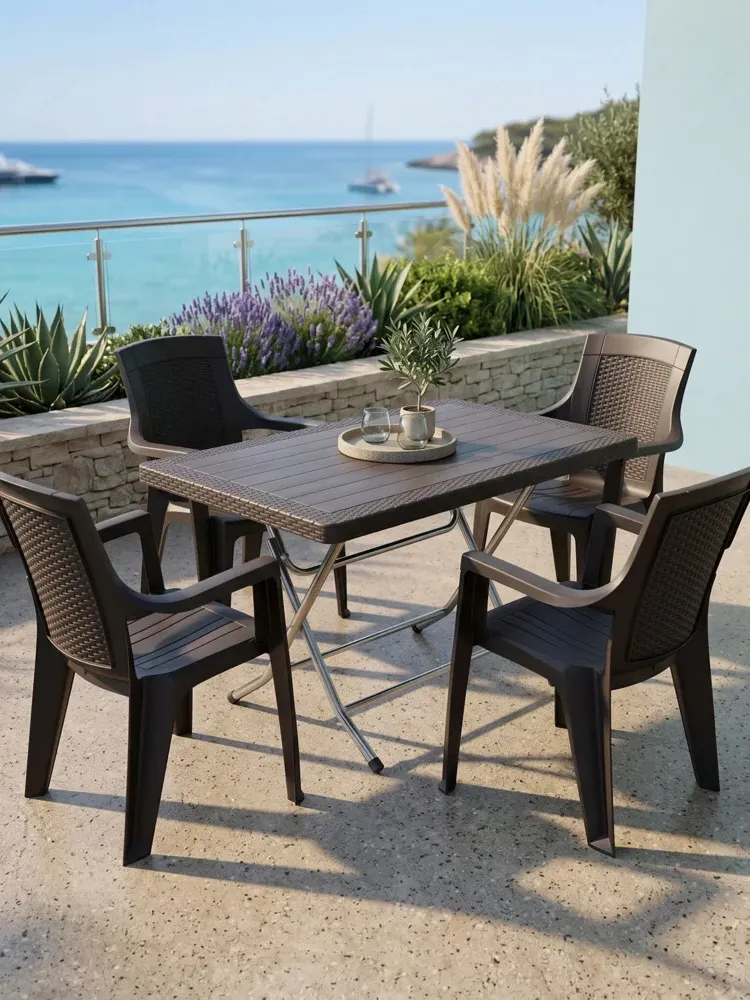 Σετ Τραπεζαρίας 5 Τεμαχίων Terra King Rattan Καφέ