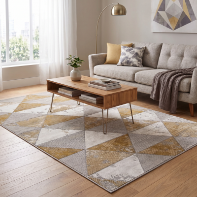 Χαλί Μοντέρνο Elephant Carpet Sanremo Gazel Γεωμετρικό Γκρι/Μουσταρδί 200x290 cm