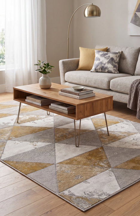 Χαλί Μοντέρνο Elephant Carpet Sanremo Gazel Γεωμετρικό Γκρι/Μουσταρδί 200x290 cm