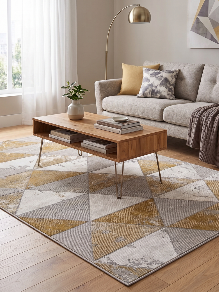 Χαλί Μοντέρνο Elephant Carpet Sanremo Gazel Γεωμετρικό Γκρι/Μουσταρδί 200x290 cm