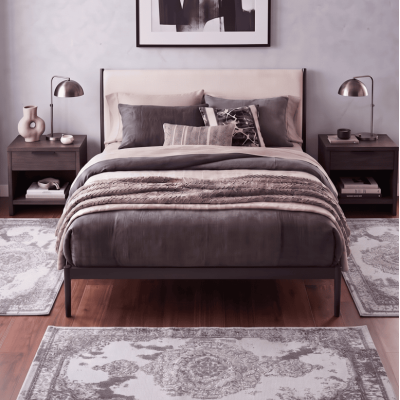 Σετ Κρεβατοτάπετα Alya Carpet σε Ανοιχτό Γκρι με Ασημί Λεπτομέρειες Μεγάλο