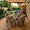 Σετ Τραπεζαρίας 7 Τεμαχίων Terra Queen Rattan Καπουτσίνο