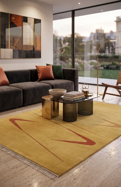 Χειροποίητο Μάλλινο Χαλί ”Nepal” Πορτοκαλί (200x300cm)