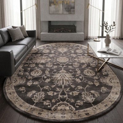 Χαλί Οβάλ Jewel 2 8944A Καφέ/Μπεζ 200x300 cm