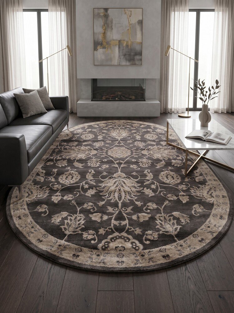 Χαλί Οβάλ Jewel 2 8944A Καφέ/Μπεζ 200x300 cm