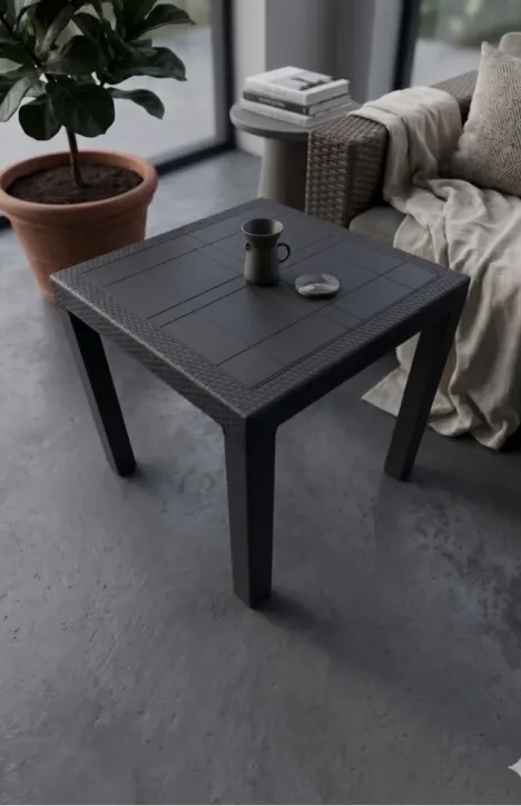Τραπέζι Κήπου – Βεράντας Elit Rattan 80x80cm Γκρι Ανθρακί