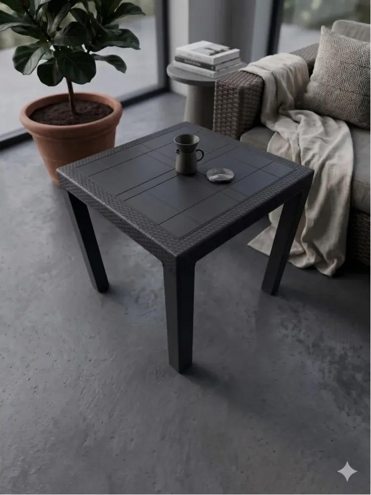 Τραπέζι Κήπου – Βεράντας Elit Rattan 80x80cm Γκρι Ανθρακί
