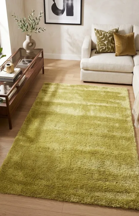 Μοντέρνο Χαλί Shaggy Bahar Πράσινο Λαχανί 200x290cm