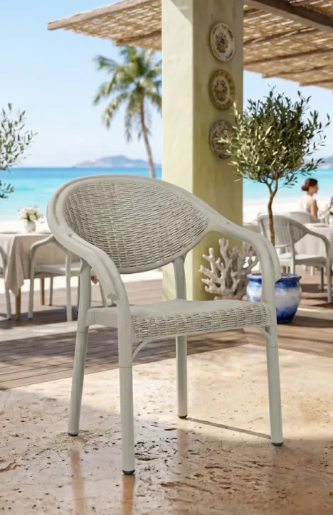 Πολυθρόνα Κήπου Bamboo Rattan Εκρού