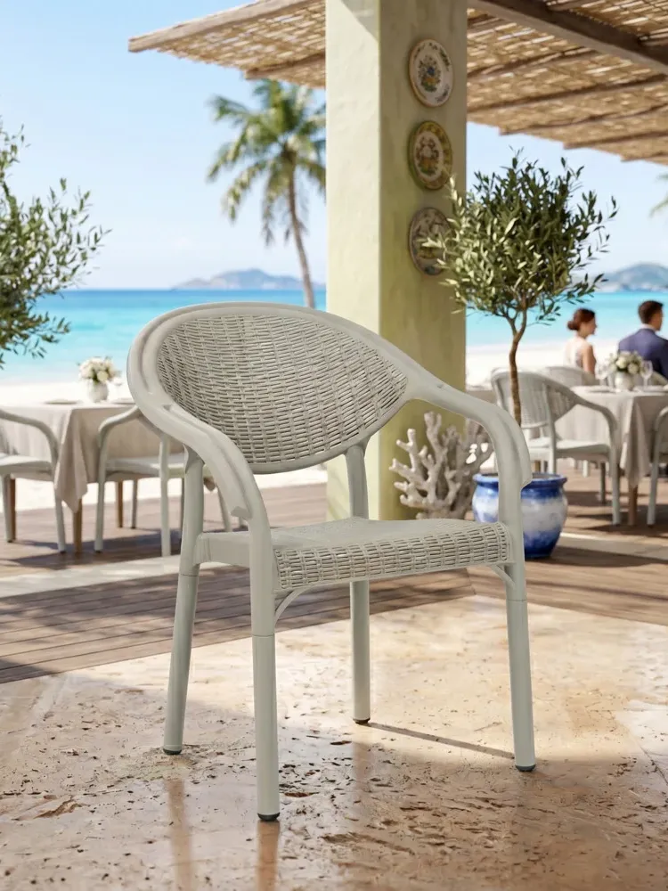 Πολυθρόνα Κήπου Bamboo Rattan Εκρού