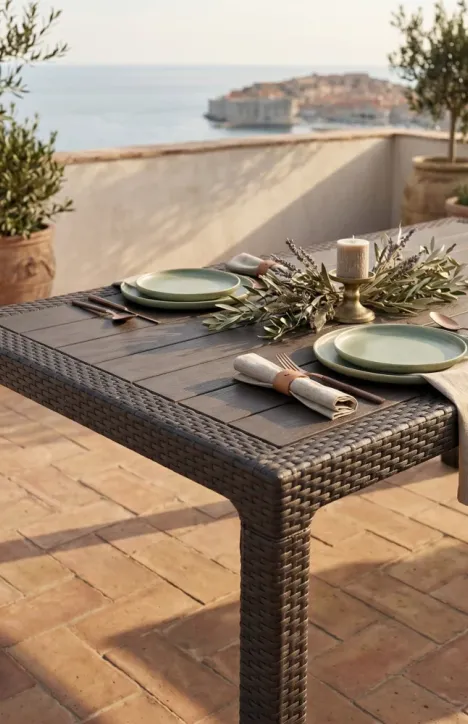 Πολυπροπυλένιο Τραπέζι Κήπου – Βεράντας Terra Rattan Καφέ 90x150cm