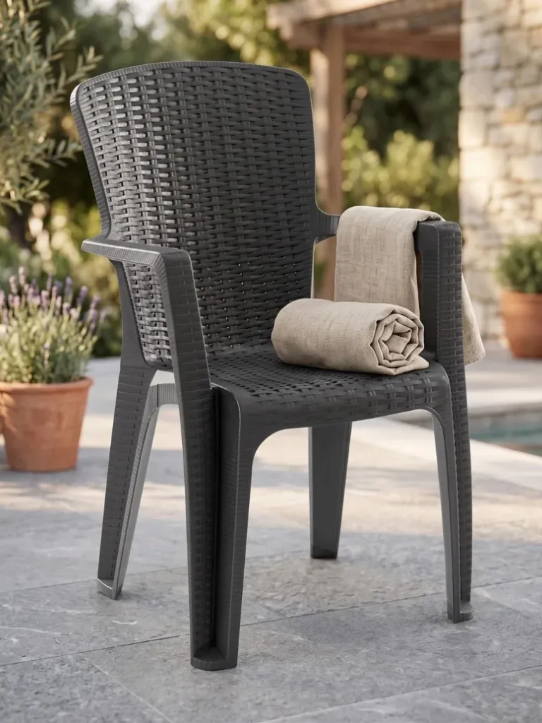 Πολυθρόνα Side Πολυπροπυλενίου Rattan Ανθρακί