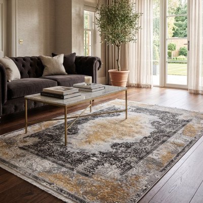 Χαλί Carnaval Home Al Capone Vintage Χρυσό με Κρόσσι 200x300 cm