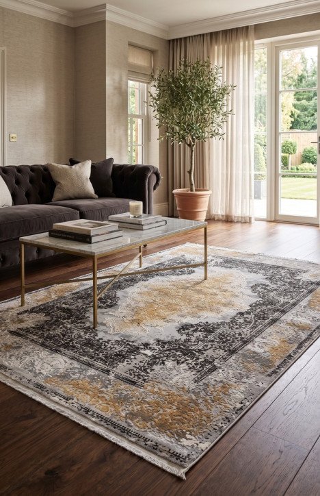 Χαλί Carnaval Home Al Capone Vintage Χρυσό με Κρόσσι 200x300 cm