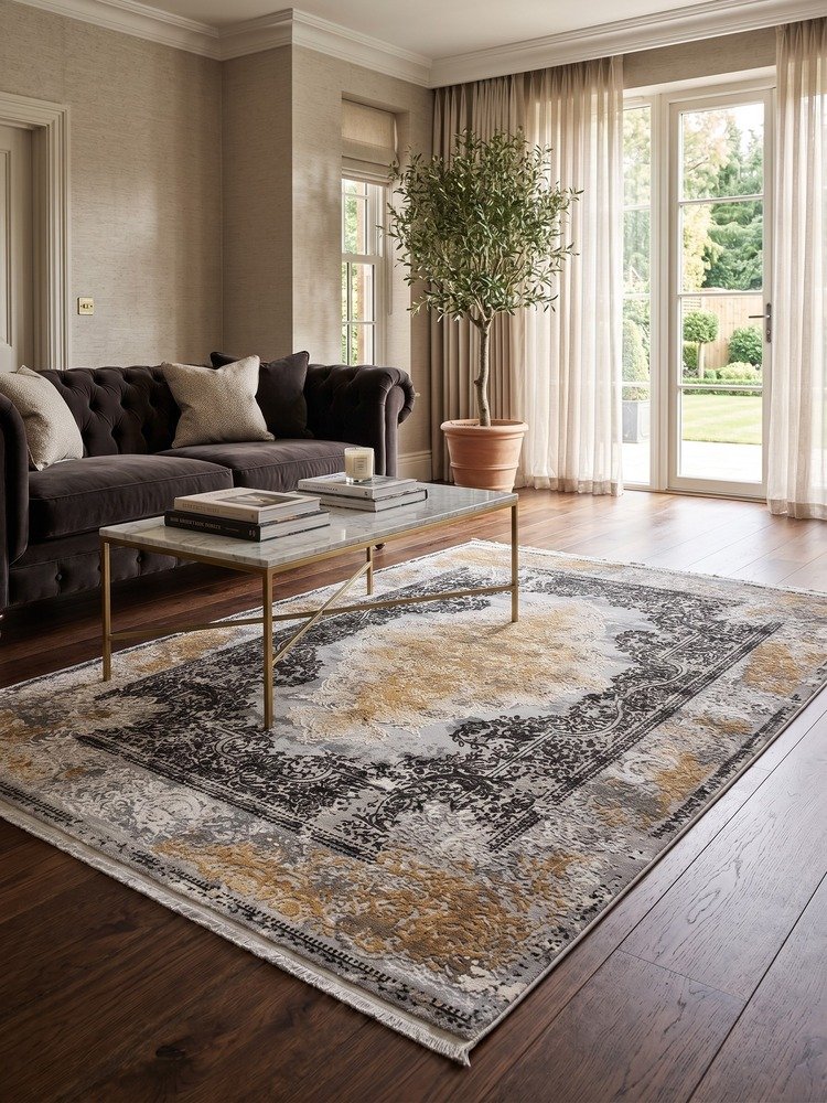 Χαλί Carnaval Home Al Capone Vintage Χρυσό με Κρόσσι 200x300 cm