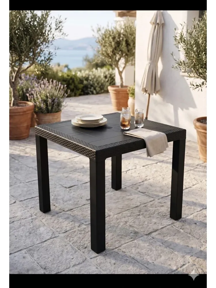 Τραπέζι Κήπου – Βεράντας Elit Rattan 80x80cm Καφέ