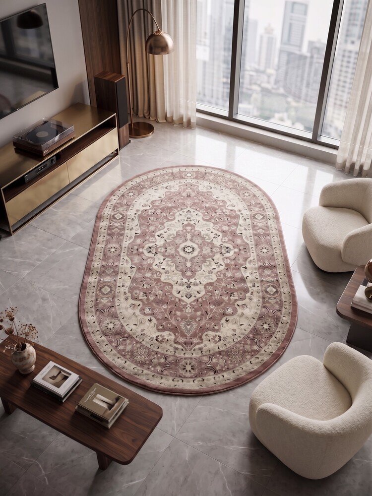 Χαλί Οβάλ Jewel 2 Κεραμιδί/Μπεζ 200x300 cm
