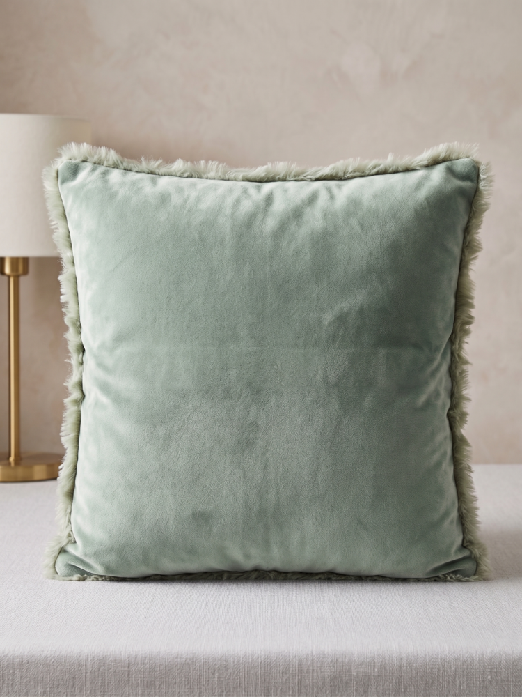 Διακοσμητική Μαξιλαροθήκη με Ανάγλυφη Οικολογική Γούνα Φυστικί 45x45 εκ.